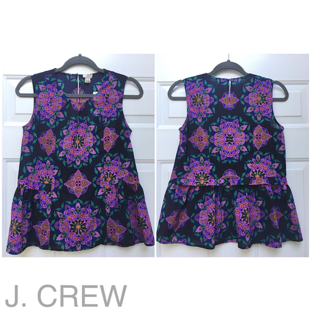 J. Crew Navy Mandala Blouse Size 0